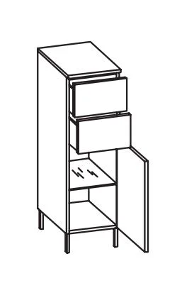 313.013053 Highboard / 1 Drehtüre / 2 Schubkästen / 1 Einlegeboden / Abdeckplatte / 4 Füße