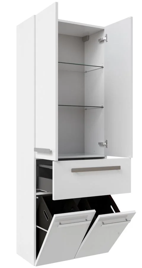 Pelipal 4005 Bad-Hochschrank 60 cm breit - 2 Türen, 1 Auszug, 2 Wäschkippen - Ansicht 4