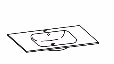 980.991041 Keramikwaschtisch Weiß / Breite 100 cm / Höhe 2,5 cm / Tiefe 46 cm