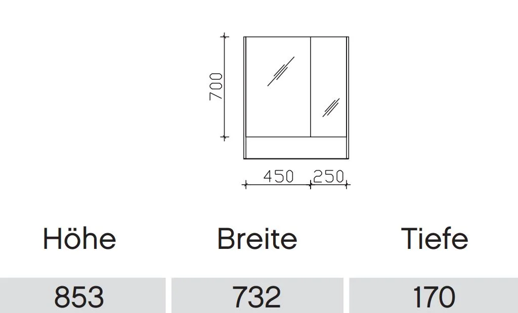 Pelipal 6040 Bad-Spiegelschrank mit offenem Fach / 73 cm SENE00273 - Ansicht 2