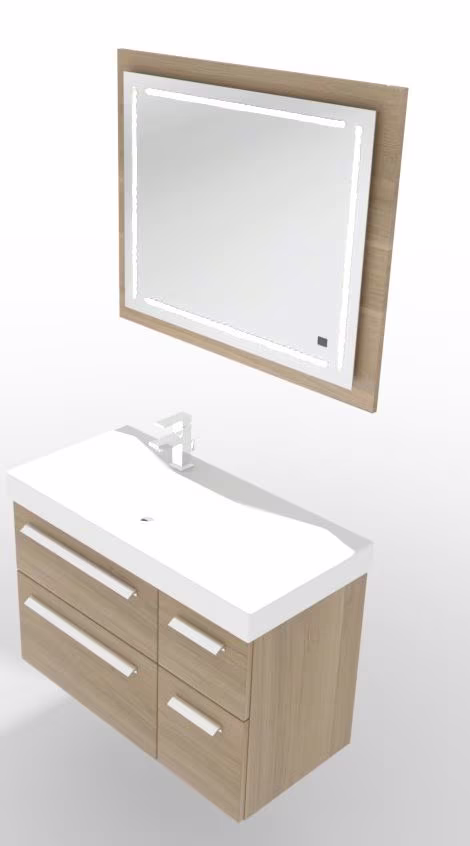 Puris c!mano Badmöbel Set - 90 cm mit Ablagefläche rechts - Ansicht 12