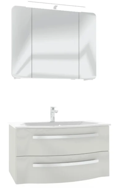 Pelipal 4005 Badmöbel Set mit Spiegelschrank mit Aufsatzleuchte - 92 cm