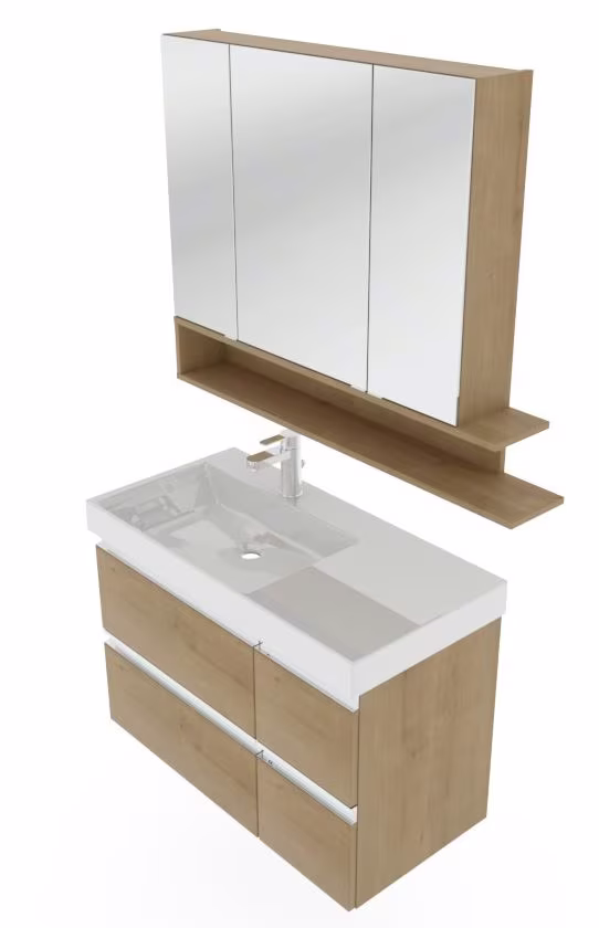 Puris c!puro Badmöbel Set - 90 cm mit Ablagefläche rechts / mit 4 Auszügen - Ansicht 3