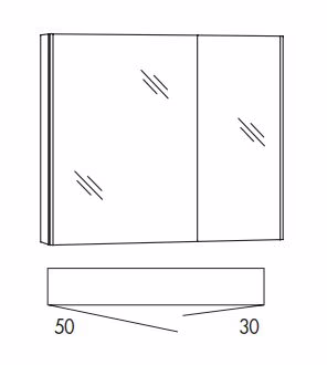 SADA8L Spiegelschrank, 2 Spiegeltüren mit Innenspiegel, 2 Glasböden, inkl. Schalter und Steckdose, seitliche LED Beleuchtung - Maße: 80x70,3x17 cm