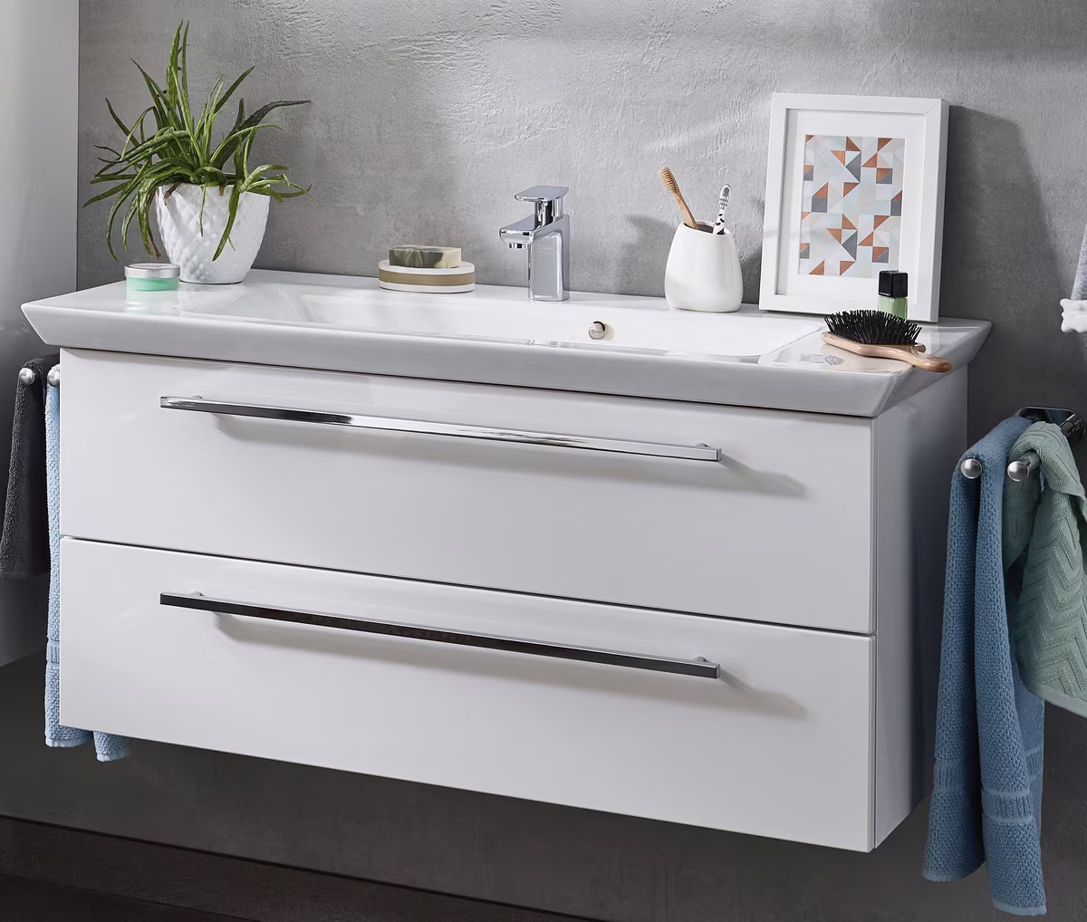 Puris Kao Line Badmöbel Set 86 cm breit, mit Spiegelschrank