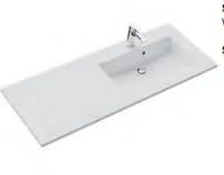 Solid Surface Waschtisch weiss matt, mit Armaturbohrung und Überlauf, Becken rechts - 2x133x50 cm