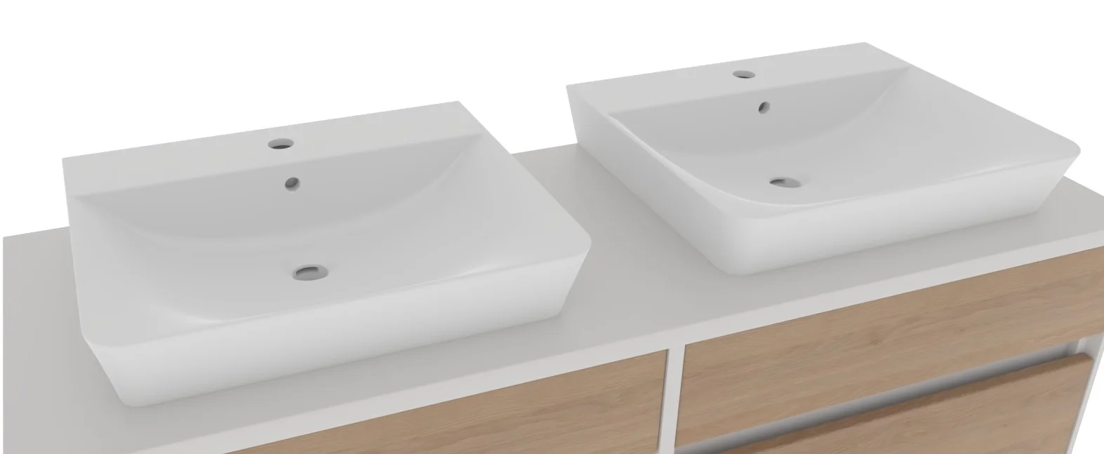 Puris Unique 2x Aufsatzwaschbecken Connect Air weiß IdealPlus - Sofort lieferbar