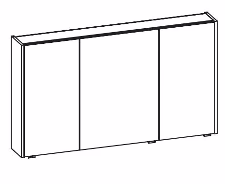 SENE00112 Spiegelschrank, 3 Drehtüren, 6 Glasböden - Maße: 70,3x123,2x17,2 cm