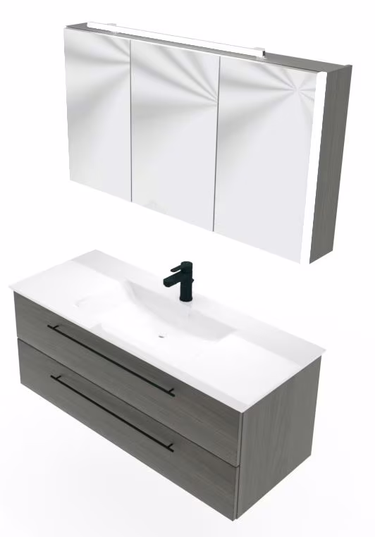 Puris Fresh Badmöbel Set mit Mineralmarmor- oder Glaswaschtisch - 120 cm - Ansicht 13