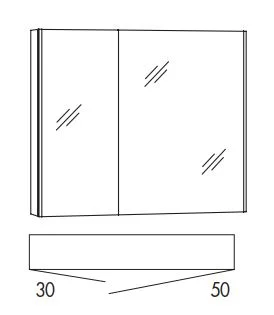 SADA8R Spiegelschrank, 2 Spiegeltüren mit Innenspiegel, 2 Glasböden, inkl. Schalter und Steckdose, seitliche LED Beleuchtung - Maße: 80x70,3x17 cm