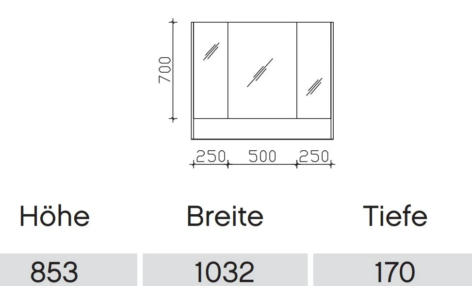 Pelipal 6040 Bad-Spiegelschrank mit offenem Fach / 103 cm SENE00210 - Ansicht 2