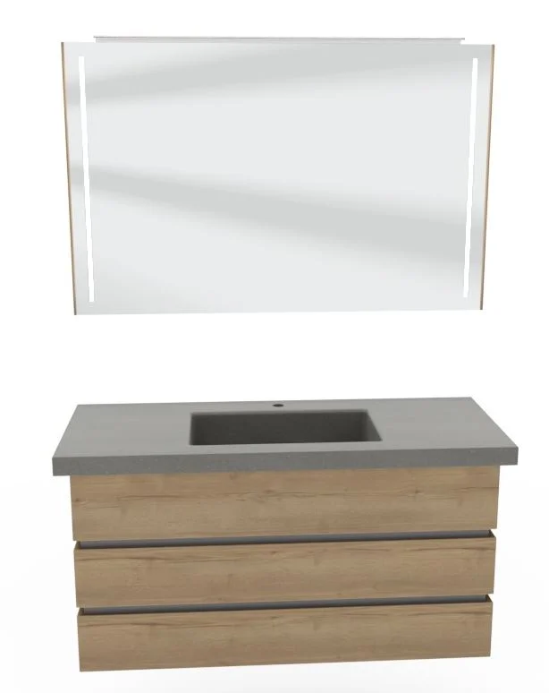 Thielemeyer Fresh Massivholz Badmöbelset mit Mineralsteinwaschtisch - 122 cm