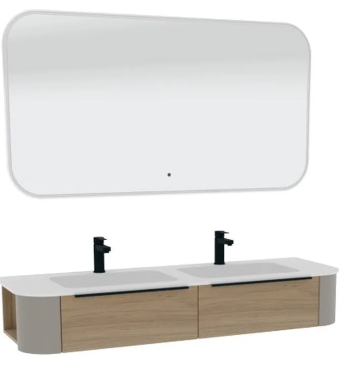 Puris Veluna Badmöbelset mit Doppelwaschtisch und Badspiegel - 150 cm - Ansicht 3