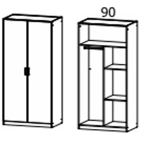 3731 - Drehtürenschrank, 2-türig 91x197x54 cm