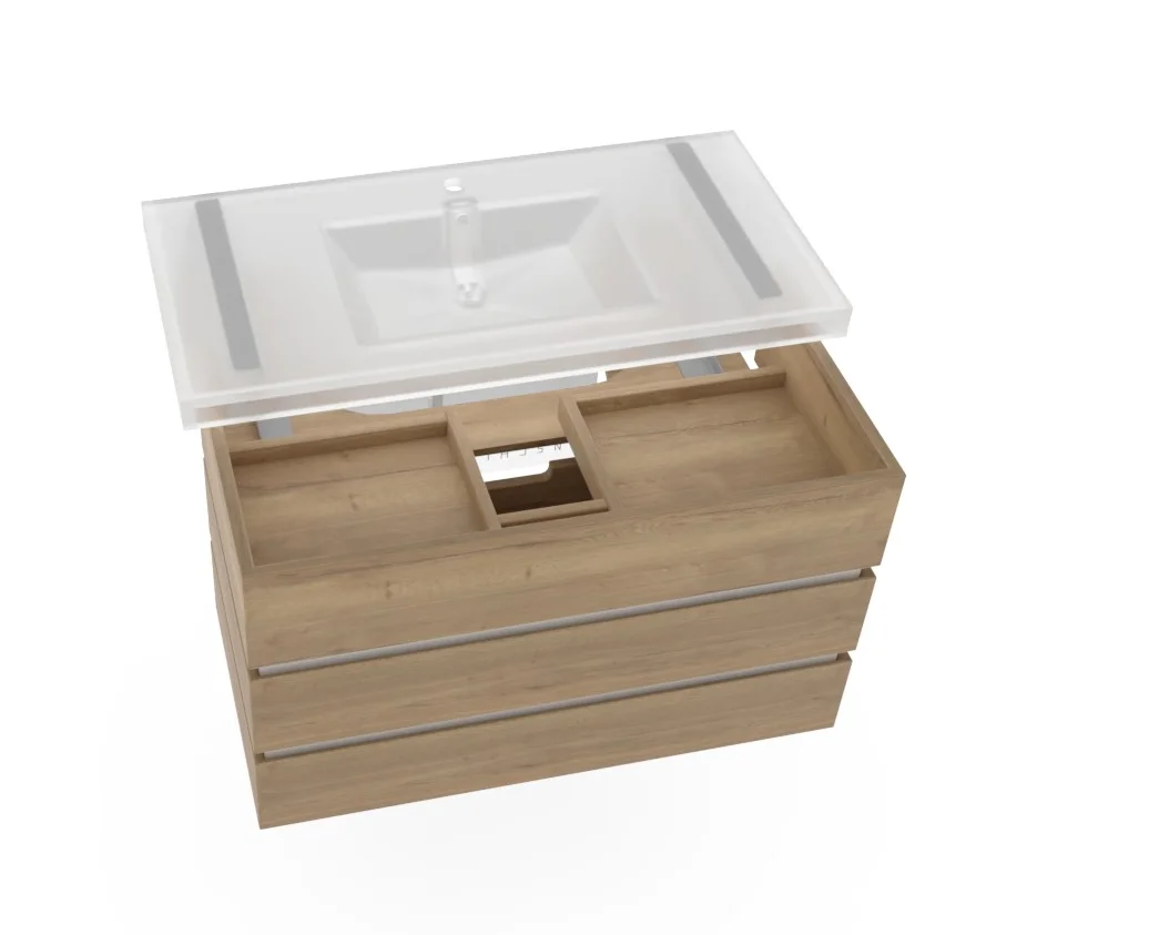 Thielemeyer Fresh Massivholz Badmöbelset mit Mineralsteinwaschtisch - 122 cm - Ansicht 10