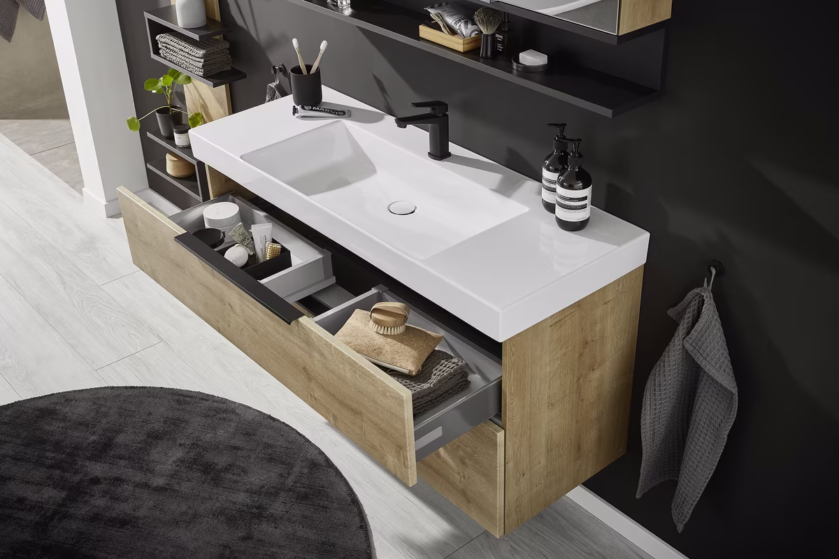 Puris c!mano Badmöbel Set - 122 cm mit Spiegelschrank - Ansicht 6