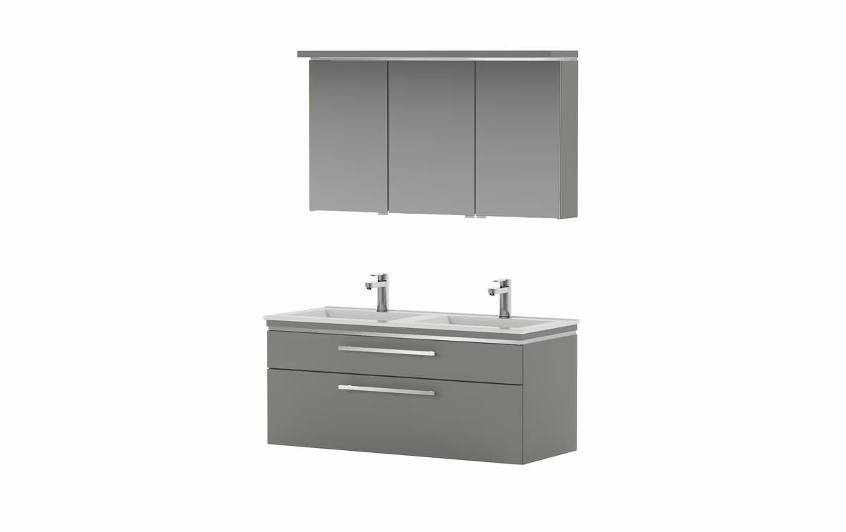 Puris Cool Line Badmöbelset mit Doppelwaschtisch 120 cm - mit Spiegelschrank Serie B - Ansicht 7