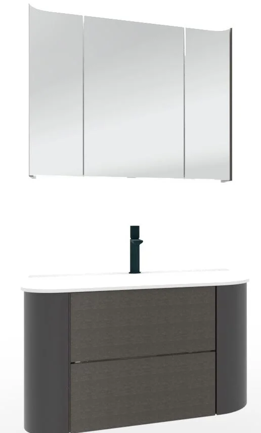 Puris Veluna Badmöbelset mit Stonepluswaschtisch und Spiegelschrank - 80 cm - Ansicht 3
