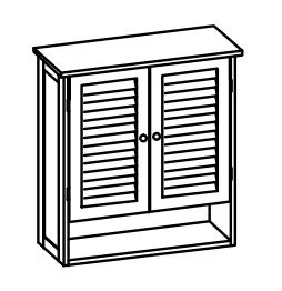 928.036031 Wandschrank / 2 Drehtüren / 1 Einlegeboden / Nische / Breite 60 cm / Höhe 68 cm / Tiefe 22,5 cm