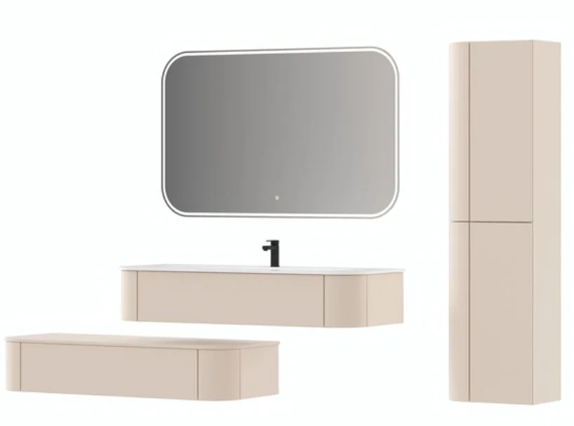 Puris Veluna Badmöbelset mit Stonepluswaschtisch und 2 Unterschränken - 130 cm - Ansicht 2