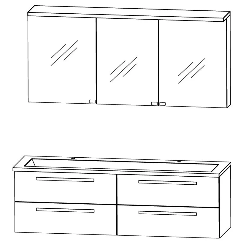 Puris Star Line Badmöbel Set 160 cm - Kombination 1 - Ansicht 2