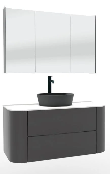 Puris Veluna Badmöbelset mit Aufsatzwaschtisch und Spiegelschrank - 100 cm - Ansicht 2