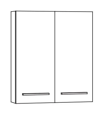 OT60D - Wandschrank, 2 Türen, 2 Glaseinlegeböden / 60x68,2x17,4 cm