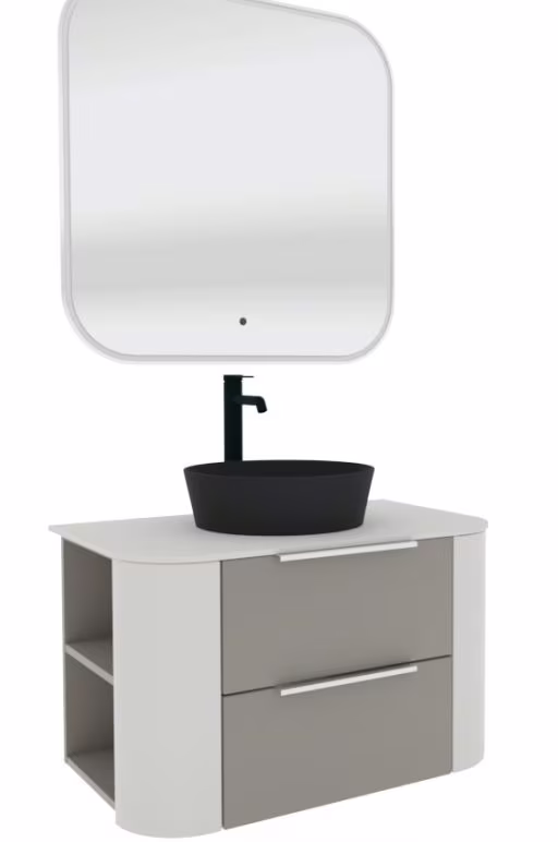 Puris Veluna Badmöbelset mit Aufsatzwaschtisch und Flächenspiegel - 80 cm - Ansicht 6