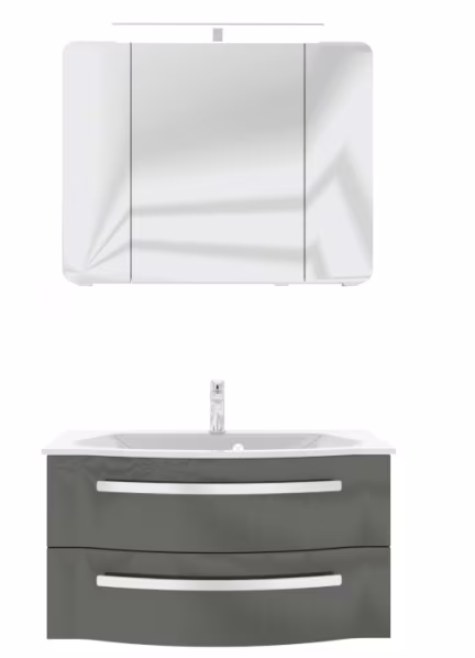 Pelipal 4005 Badmöbel Set mit Spiegelschrank mit Aufsatzleuchte - 92 cm - Ansicht 2
