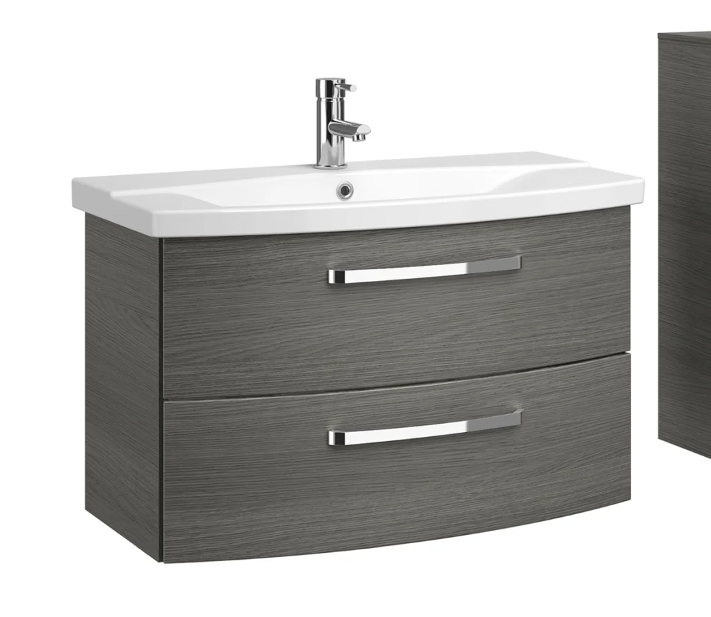 Calmo Badmöbelset 80 cm breit Grau - 3-teilig - Ansicht 3