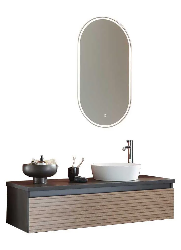 Puris Vialli Badspiegel 50 cm oval - mit Beleuchtung & Spiegelheizung - Ansicht 2