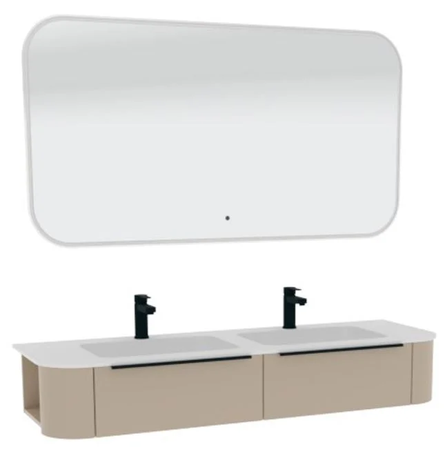 Puris Veluna Badmöbelset mit Doppelwaschtisch und Badspiegel - 150 cm - Ansicht 5