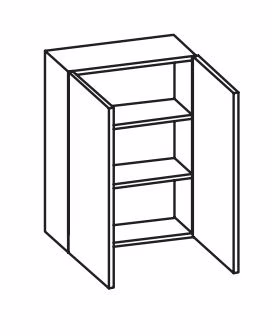 380.015030 Wandschrank / 2 Drehtüren / 2 Einlegeböden / Breite 50 cm / Höhe 70 cm / Tiefe 20 cm