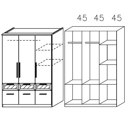 0R03 Breite 136 cm - 3-türig