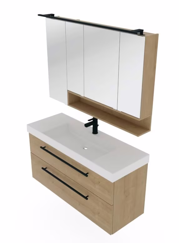 Puris c!mano Badmöbel Set - 120 cm Becken mittig - Ansicht 11