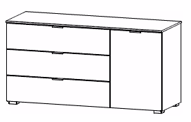 Kommode mit 3 Schubkästen und 1 Tür