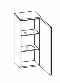 919.013030 Wandschrank / 1 Drehtüre / 2 Glaseinlegeböden / inklusive Türdämpfer / Montage wandhängend
