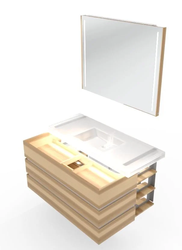 Thielemeyer Fresh Massivholz Badmöbelset mit Keramikwaschtisch - 122 cm - Ansicht 11