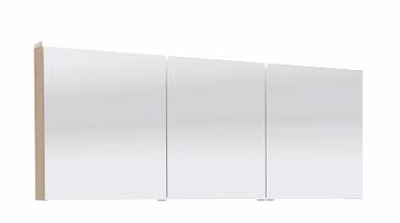 Spiegelschrank 160 cm S2A431677, 3 Doppelspiegeltüren, 2 Mittelwände, 6 Glasfachböden, 1 Schalter-Steckdosen-Element, 1 LED-Flächenleuchte, 24,4 Watt / Converter 30 Watt, Energieeffizienzklasse: A, B/H/T: 160x66x15 cm