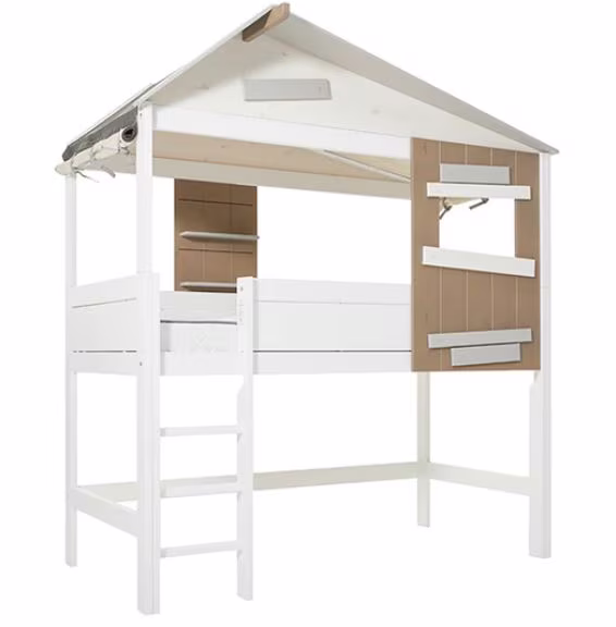 LIFETIME kidsrooms halbhohes Hausbett mit Leiter inkl. Deluxe Lattenrost