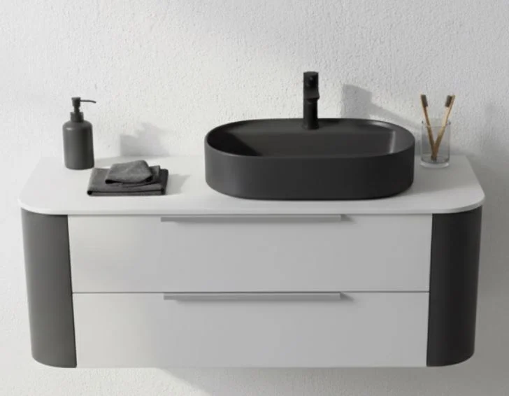Puris Veluna Badmöbelset mit Keramikaufsatzwaschtisch - 130 cm - Ansicht 10