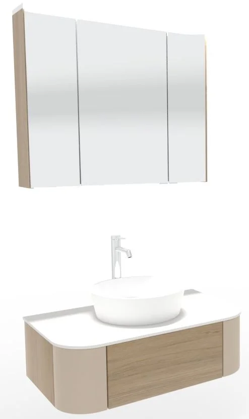 Puris Veluna Badmöbelset mit Aufsatzwaschtisch und Spiegelschrank - 80 cm - Ansicht 3
