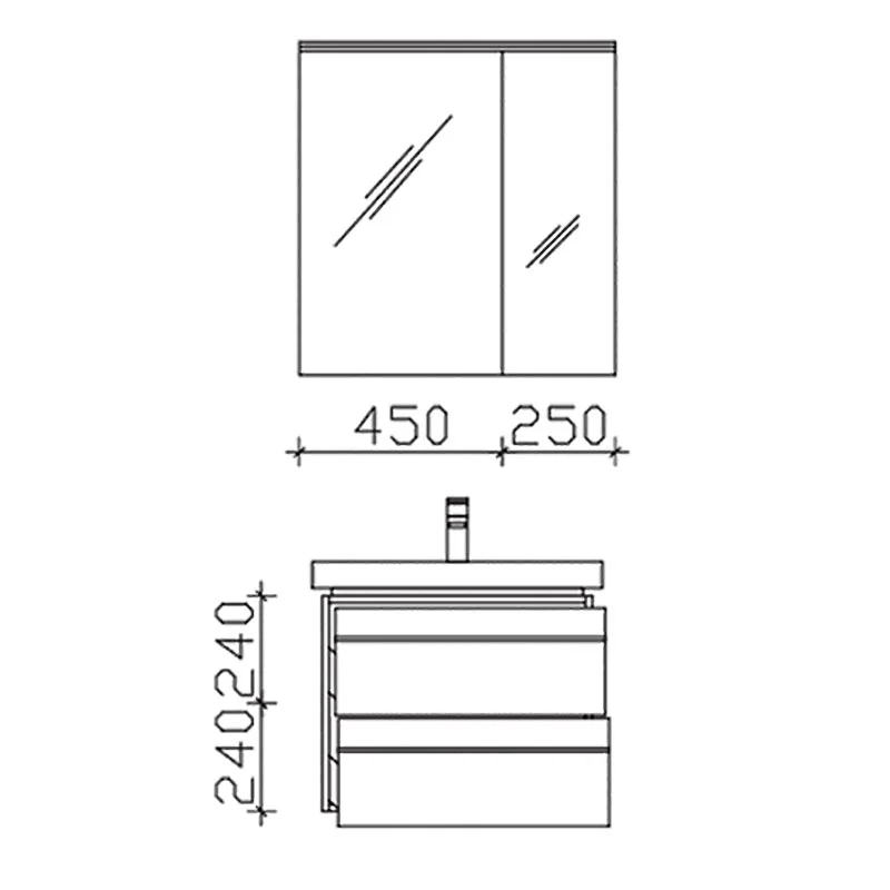 Pelipal Balto Badmöbel-Set 70 cm - Set 4.4 - ohne Fronteinlage - Ansicht 3