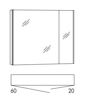 SAD8L Spiegelschrank, 2 Spiegeltüren mit Innenspiegel, 2 Glasböden, Schalter und Steckdose, seitliche LED Beleuchtung - Maße: 80x70,3x14,5 cm