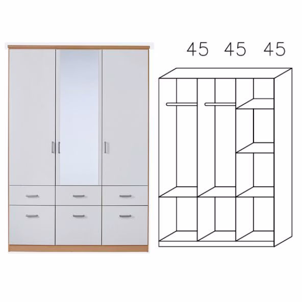 0R98 Dreht.-Kombischrank - Breite 136 cm