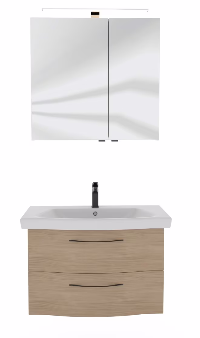 Pelipal 6005 Badmöbel Set inkl. Spiegelschrank mit Aufsatzleuchte - 80 cm - Ansicht 2