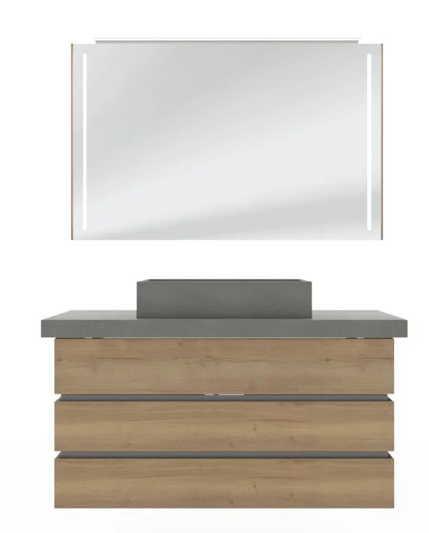 Thielemeyer Fresh Massivholz Badmöbelset mit Mineralstein-Aufsatzbecken - 122 cm - Ansicht 2