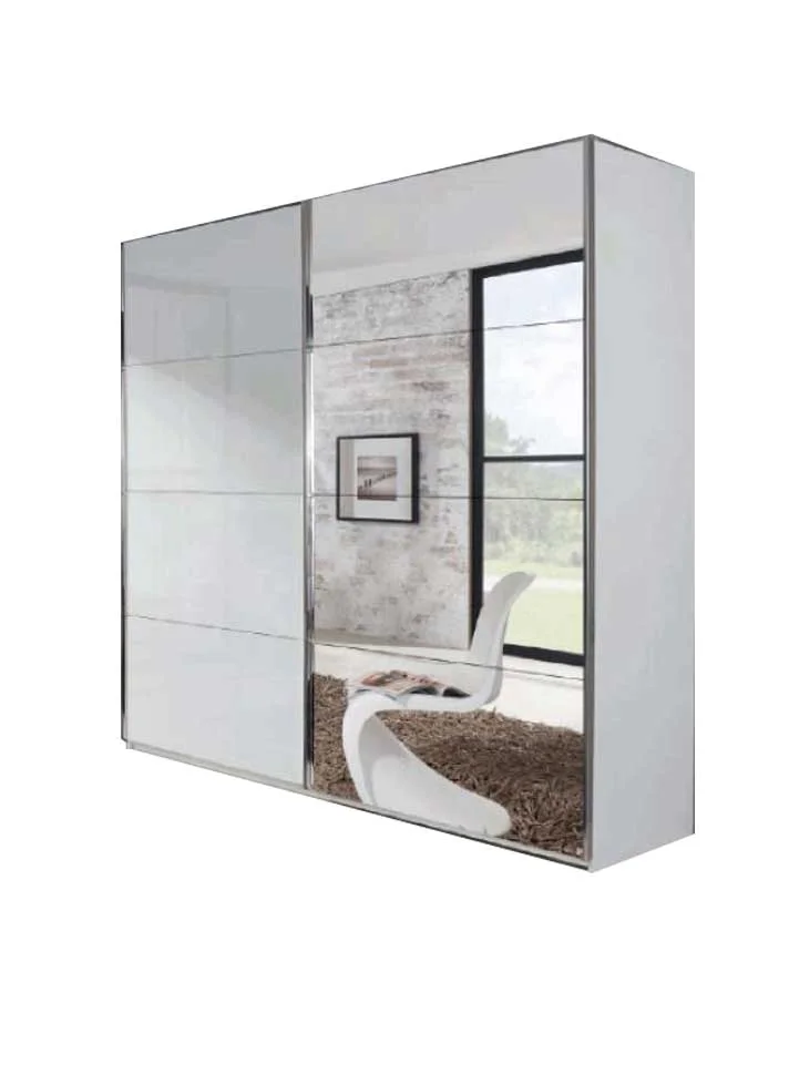 Rauch Orange x-Tend Schwebetürenschrank - Line-1 / Front mit Spiegeltüre, Dekor oder Farbglas