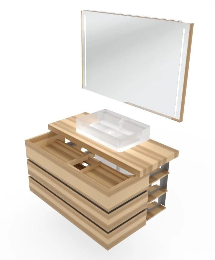Thielemeyer Fresh Massivholz Badmöbelset mit Aufsatzbecken - 122 cm - Ansicht 7