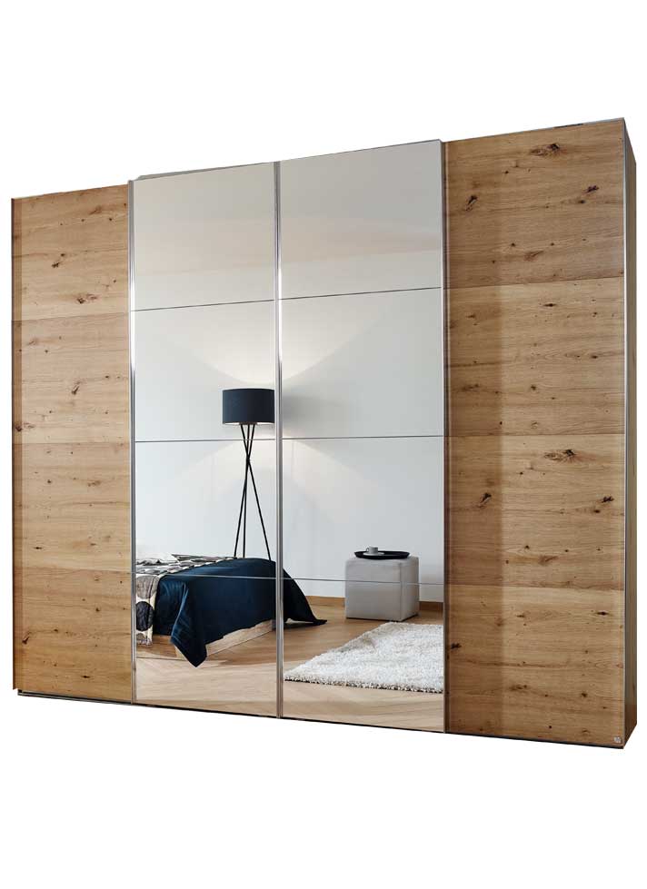Rauch Orange Saligo - Synchron-Schwebetürenschrank Eiche Artisan mit Spiegeltüren 5S31
